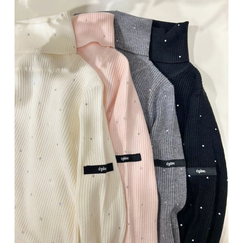 épine label rhinestone rib knit high neck(4colo épine label rhinestone rib knit high neck(4colo