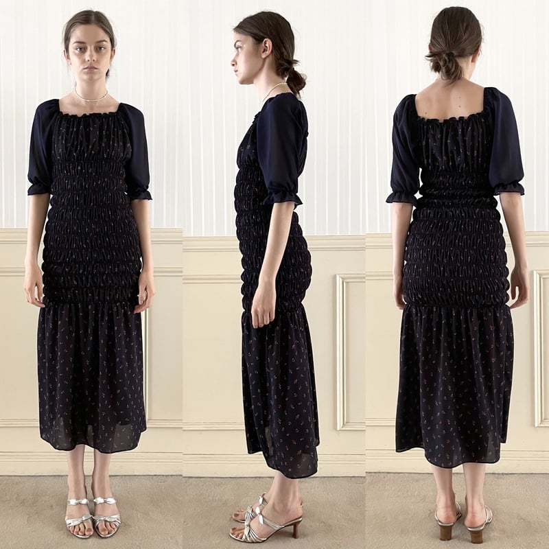 mermaid gather onepiece flower navy | épine mermaid gather onepiece flower navy | épine