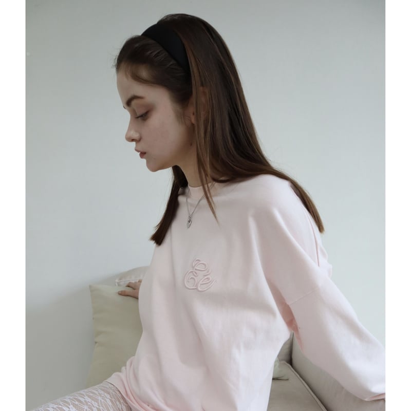 Eé embroidery big long tee baby pink | épine