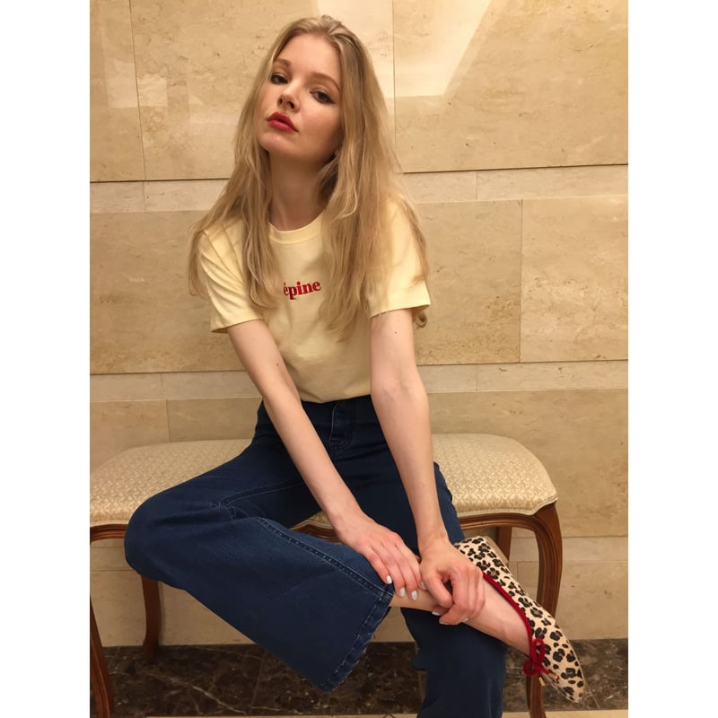 épine embroidery tee epine embroidery tee cream×red | épine