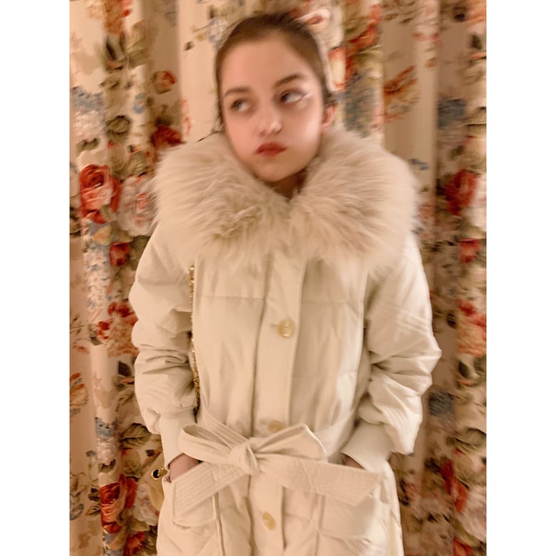 epine fur collar quilting downcoat ivory