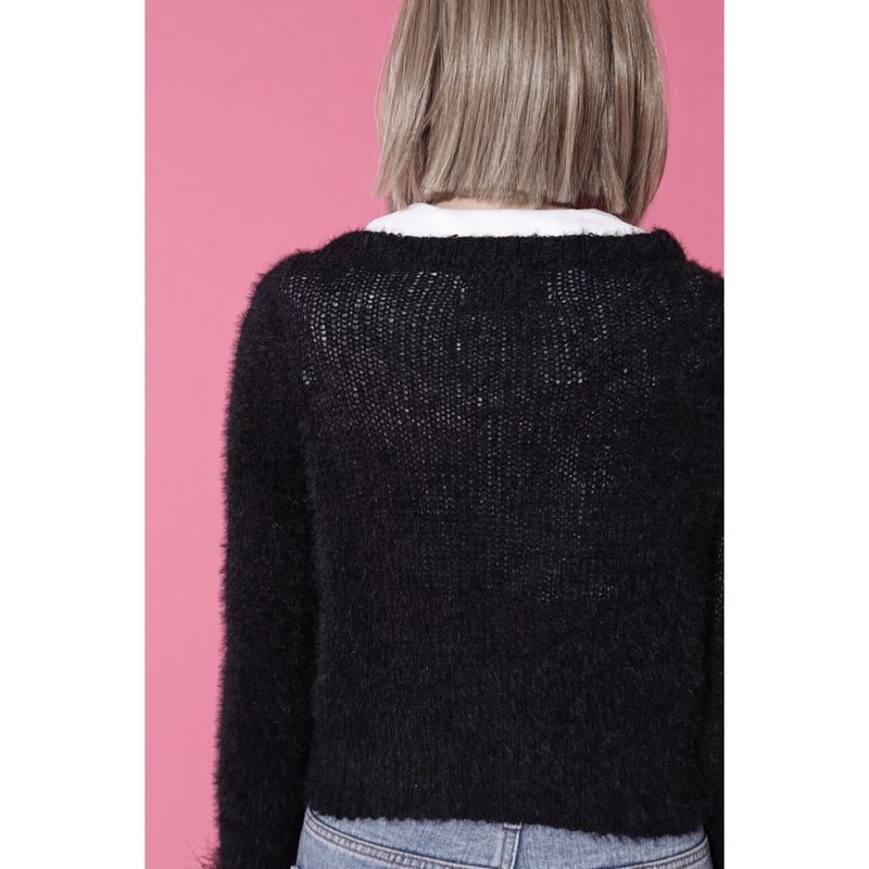 【épine】fur mohair cardigan black