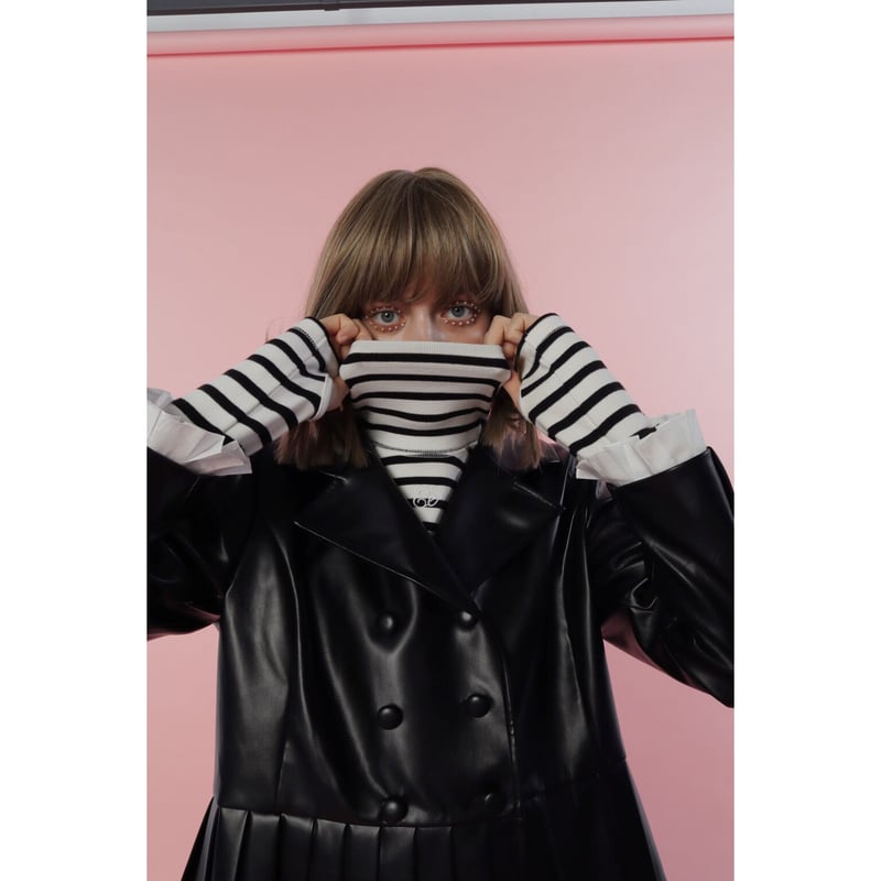 pleats frill jacket leather black | épine pleats frill jacket leather black | épine
