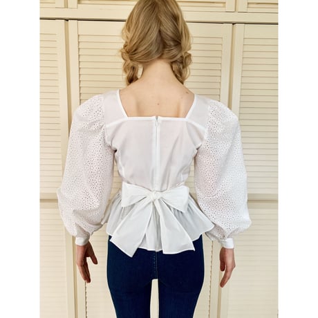 arm lace pepram blouse white