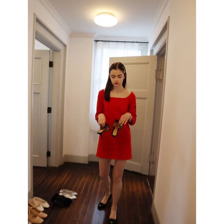 ballerina neck French onepiece red