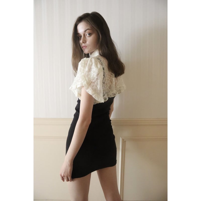 cropped frill ribbon 2way blouse lace | épine