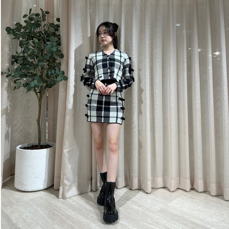 épine label ribbon check cardigan | épine épine label ribbon check cardigan | épine