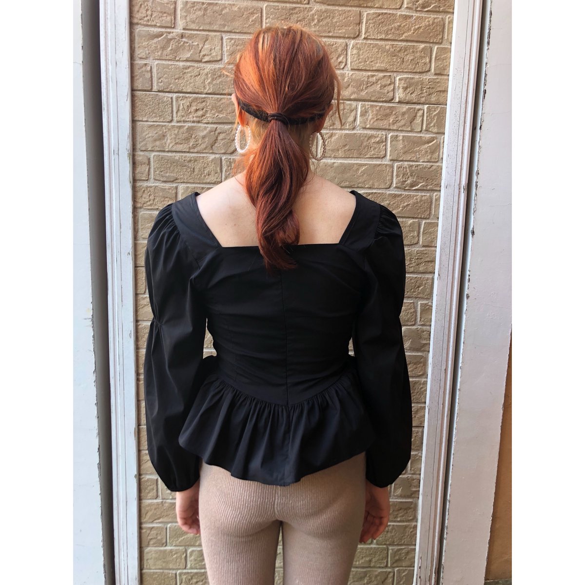 square neck pepram blouse black | épine
