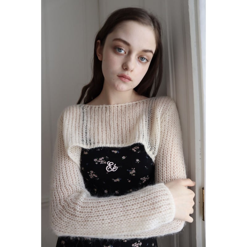 epine cropped mohair see-through knit