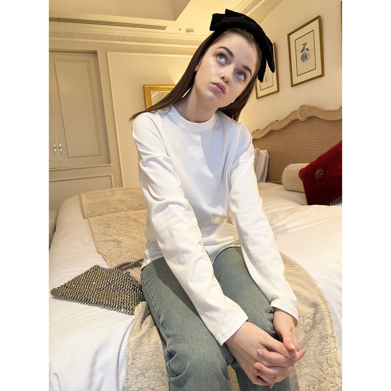Eé embroidery big long tee baby pink | épine