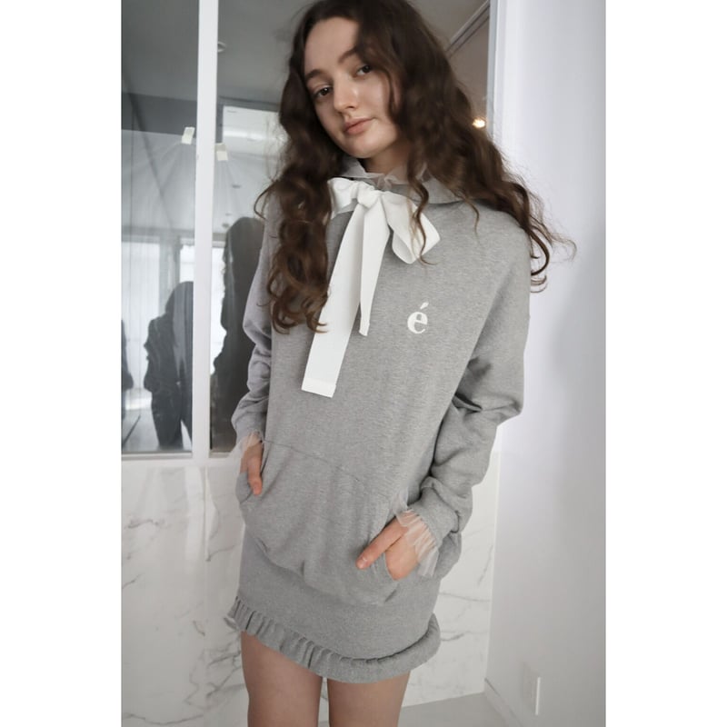 é tulle ribbon hoodie gray | épine é tulle ribbon hoodie gray | épine