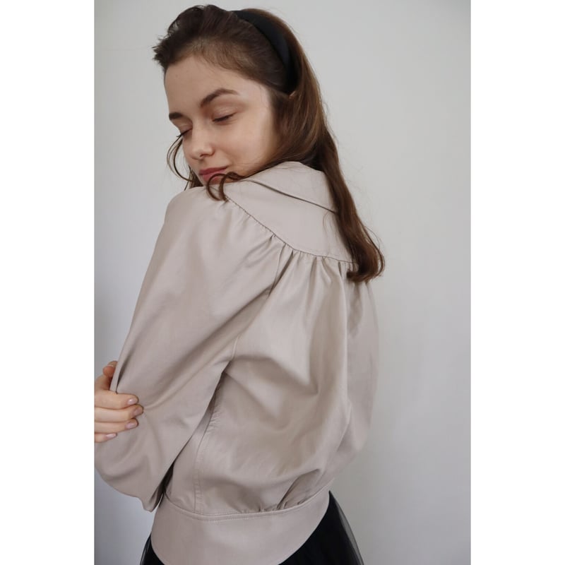 leather lady jacket grayish beige | épine