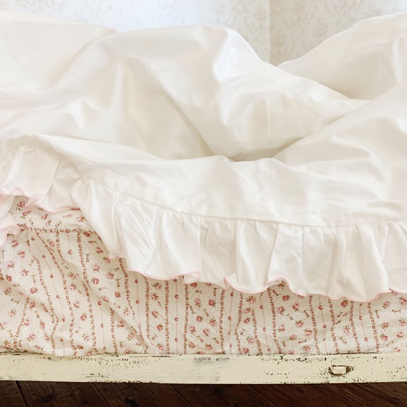 épine HOME限定品】stripe flower frill bed cover 3s