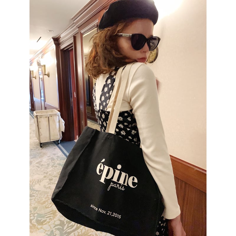 epine ロゴトートバッグÉPINE PARIS tote bag black