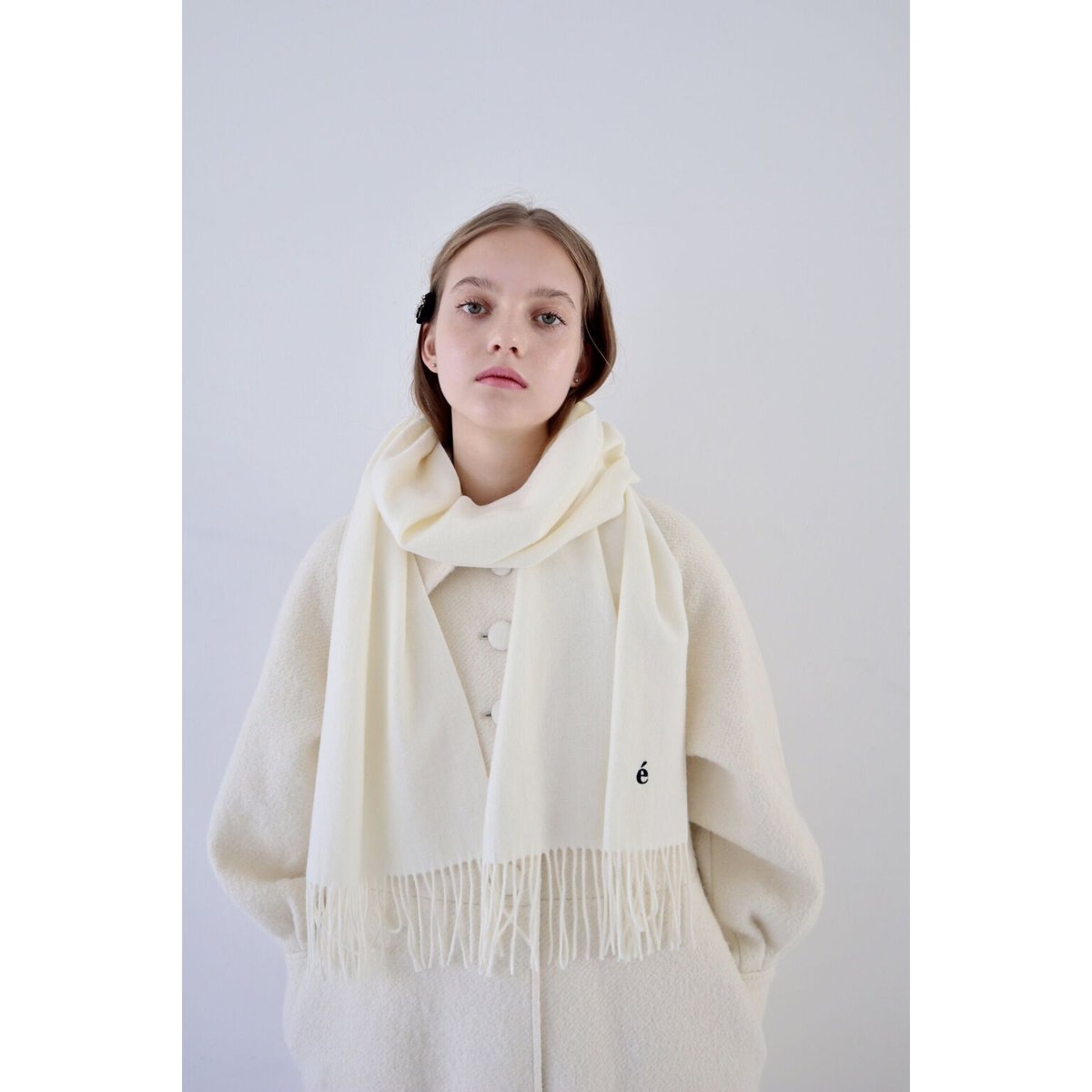 eaphi LOGO MOHAIR MUFFLER マフラー ivory eaphi LOGO MOHAIR MUFFLER マフラー ivory
