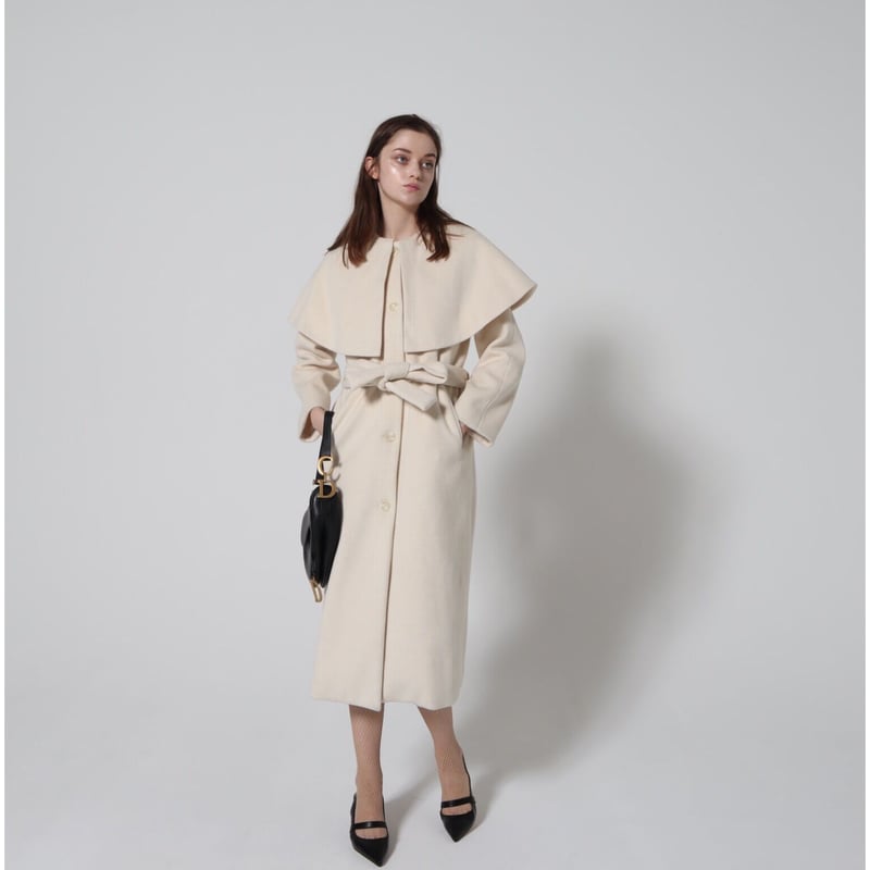 cape 2way shaggy long coat ivory | épine cape 2way shaggy long coat ivory | épine