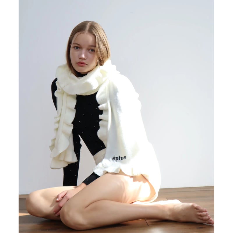 epine エピヌ　マフラー　白 épine frill knit muffler（3color） | épine