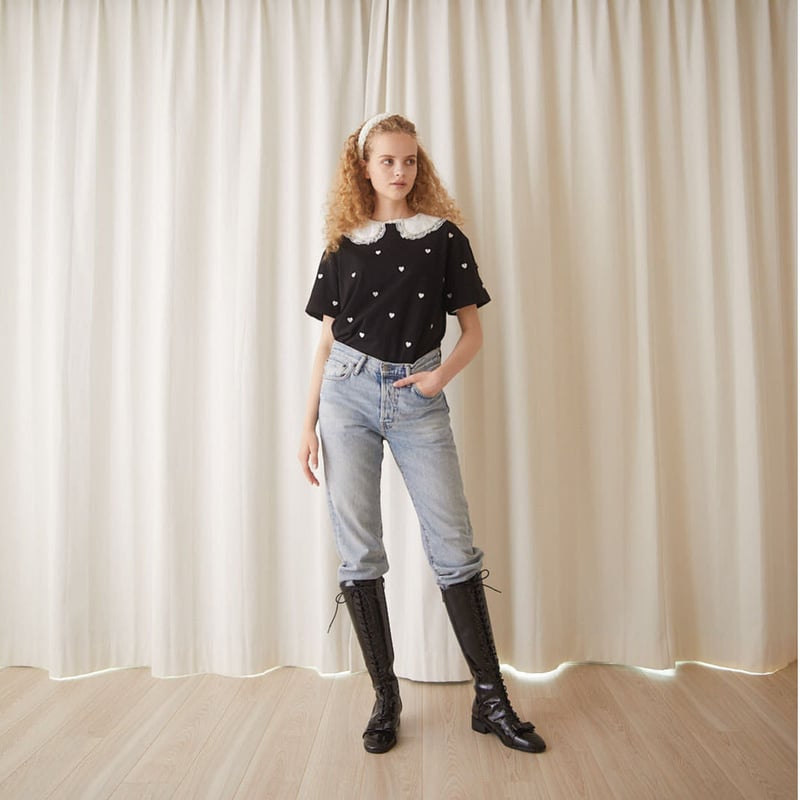 épine label Heart and Broken heart tee black |
