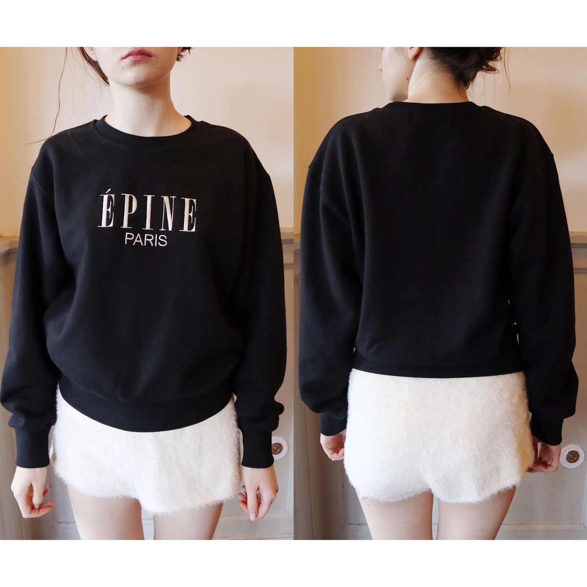 ÉPINE PARIS embroidery sweat black×white | épine