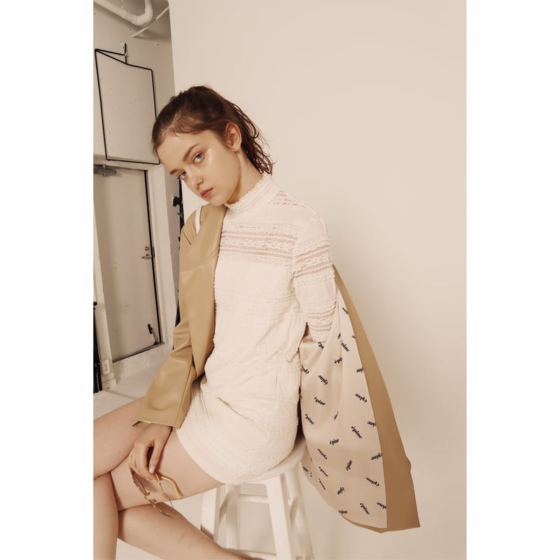 épine logo lining leather jacket beige | épine épine logo lining leather jacket beige | épine