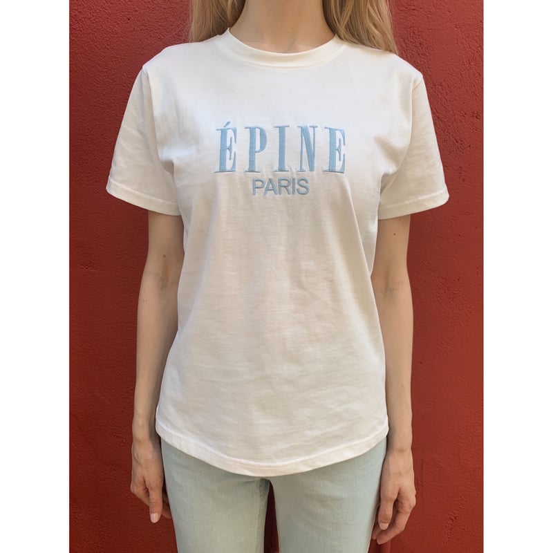 ÉPINE PARIS embroidery tee white×ice blue | épine