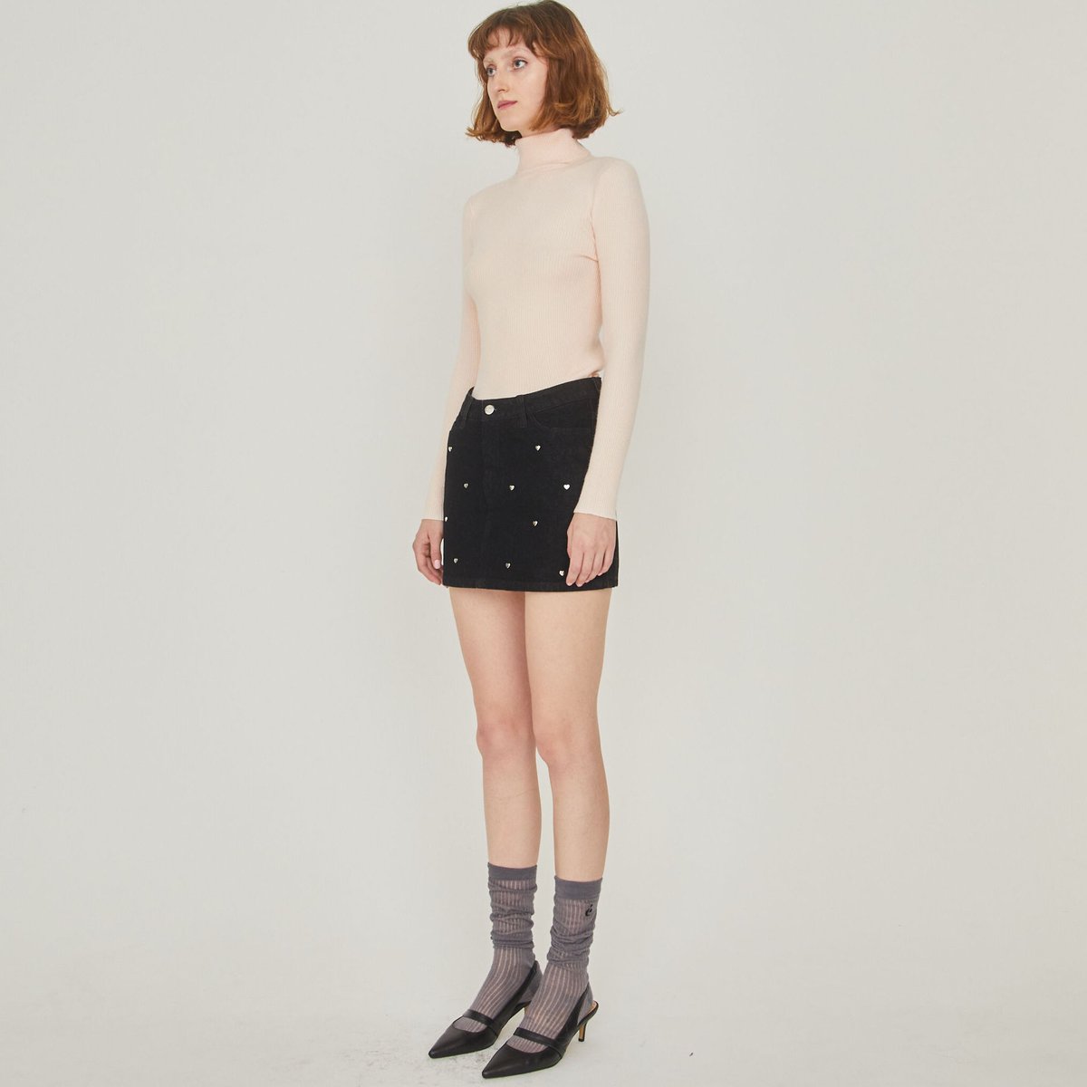 épine Heart studs denim mini skirt | épine