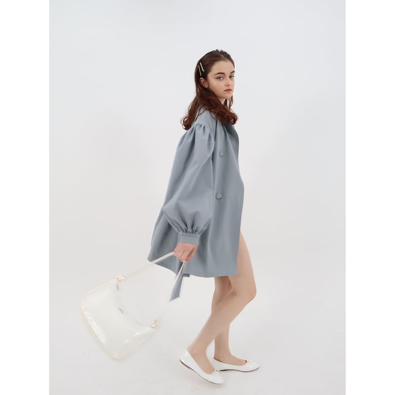 arm volume mini trench coat ice blue | épine