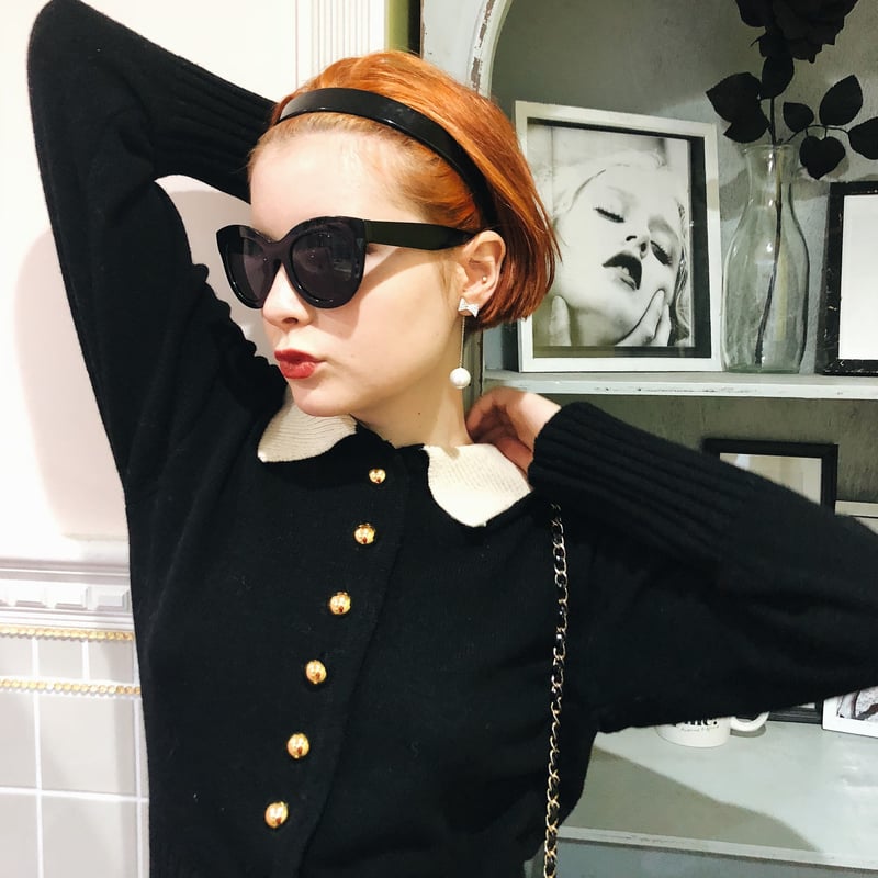 ニット/セーター epine bi-color gold botton knit black bi-color gold botton knit cardigan black | épine