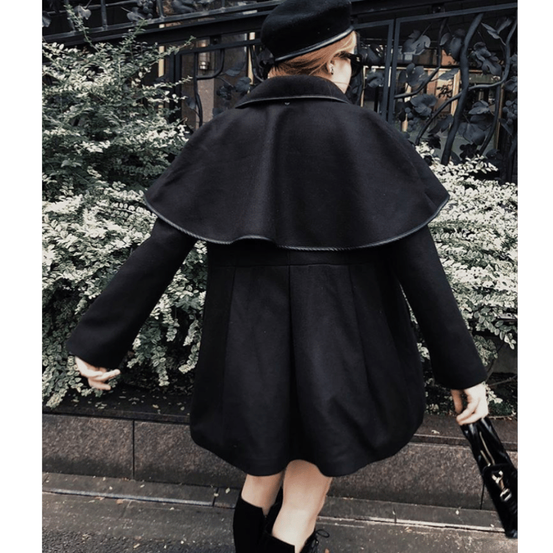 piping cape 2way coat black | épine piping cape 2way coat black | épine