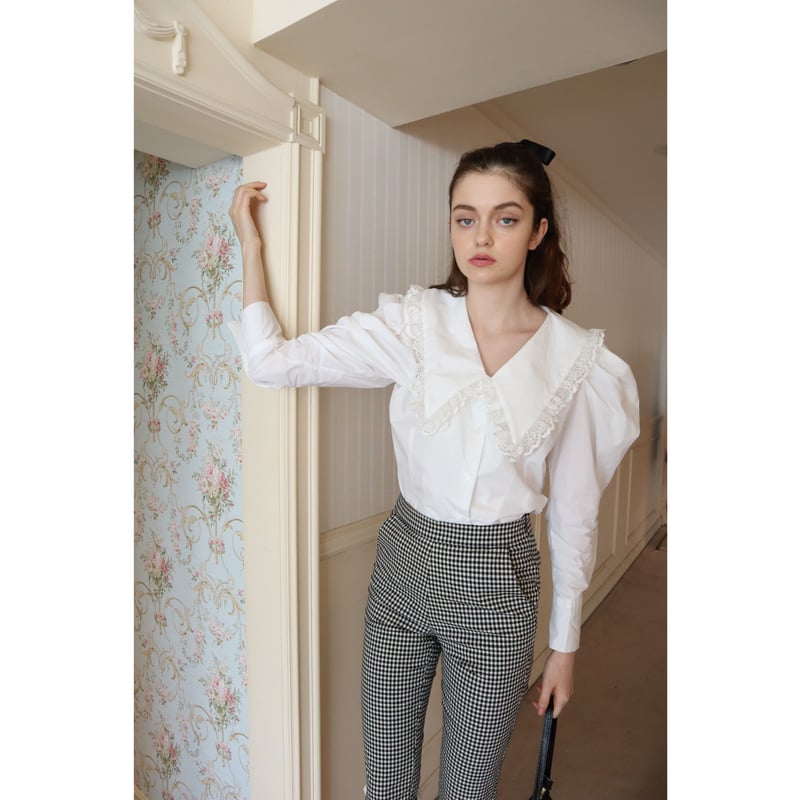 lace frill collar volume blouse white | épine