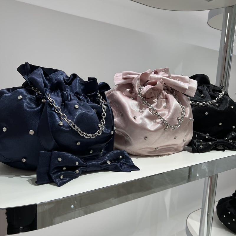 é ribbon 2way bijou satin gather bag(3color) | é ribbon 2way bijou satin gather bag(3color) |