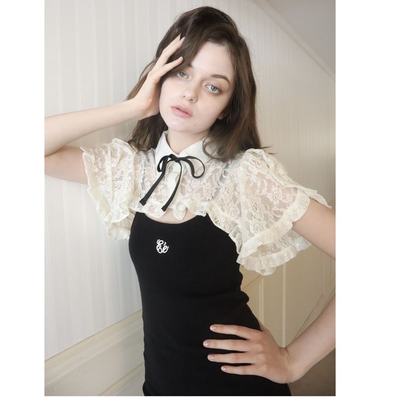 cropped frill ribbon 2way blouse lace | épine