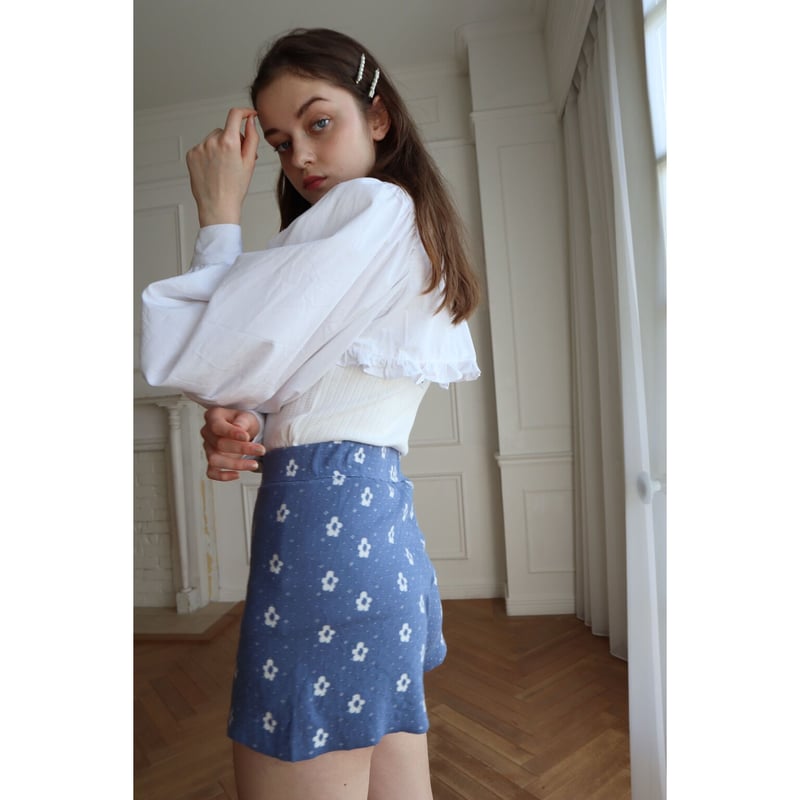 flower dot knit pants blue | épine