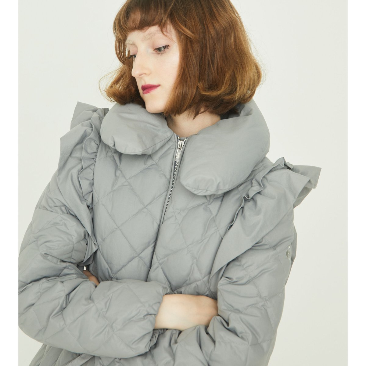 é zipper quilting long down coat gray | épine é zipper quilting long down coat gray | épine
