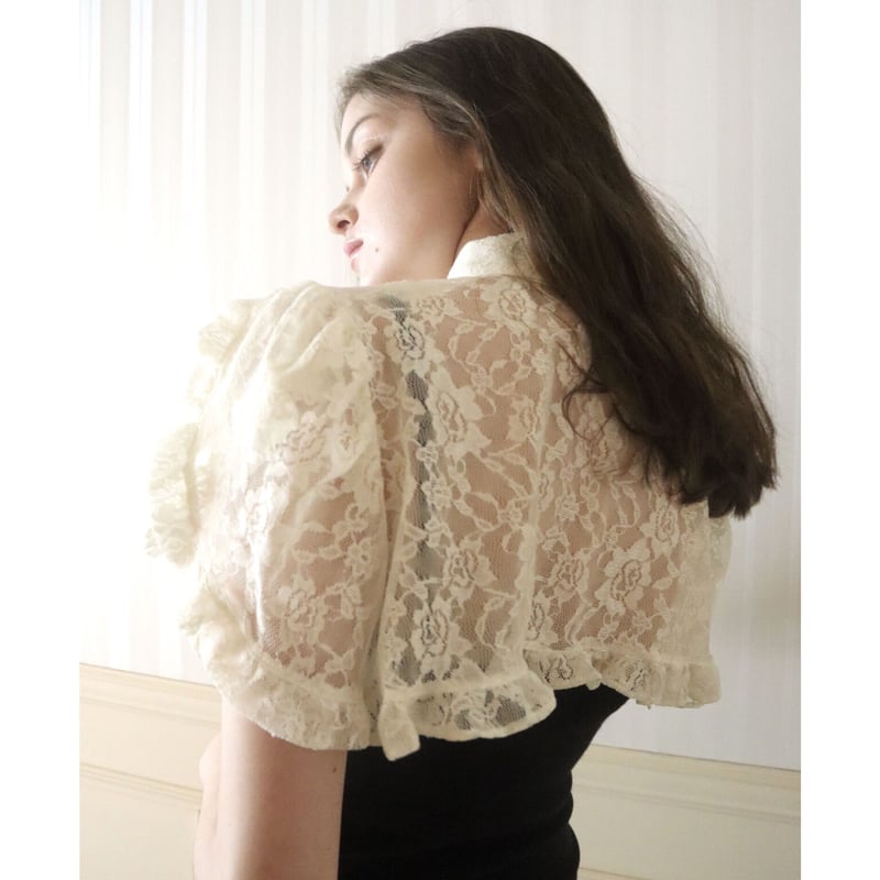 cropped frill ribbon 2way blouse lace | épine