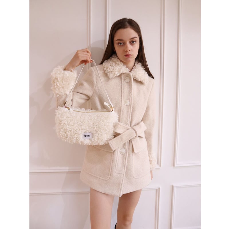 épine label poodle fur bag ivory | épine