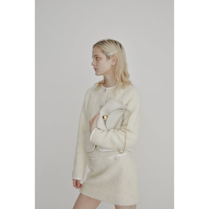 epine bijou fur jacket ivory ジャケットepine - ノーカラージャケット