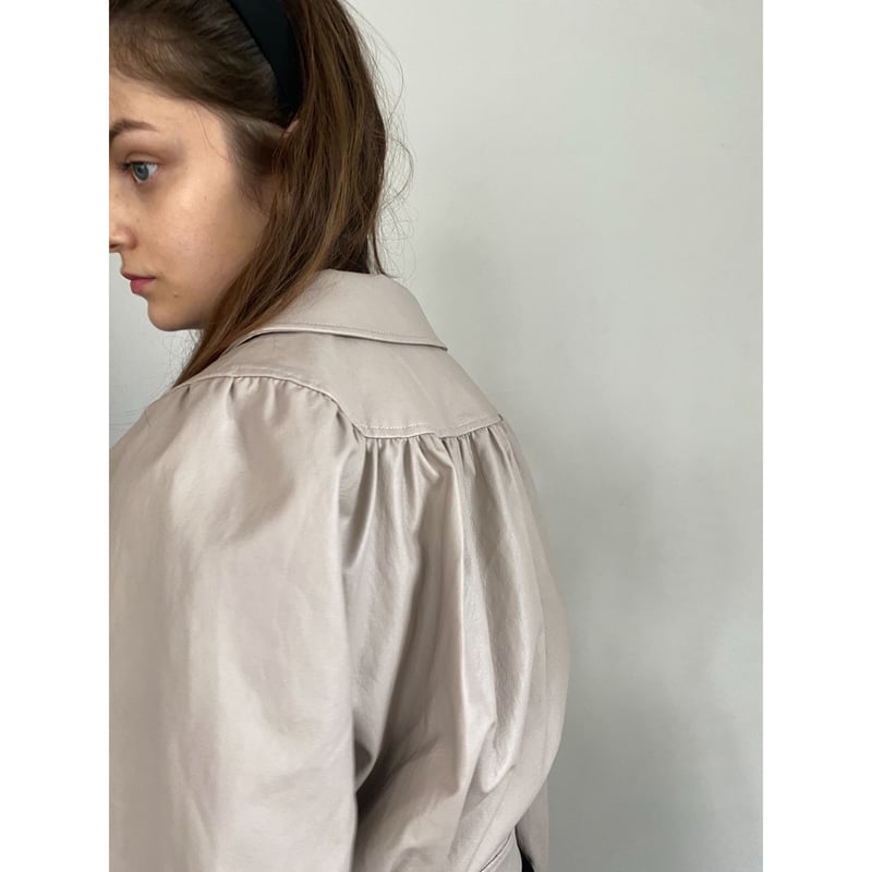 leather lady jacket grayish beige | épine