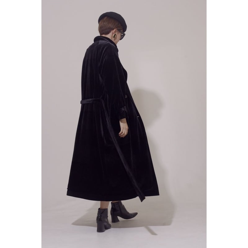 velour gown trench coat black | épine