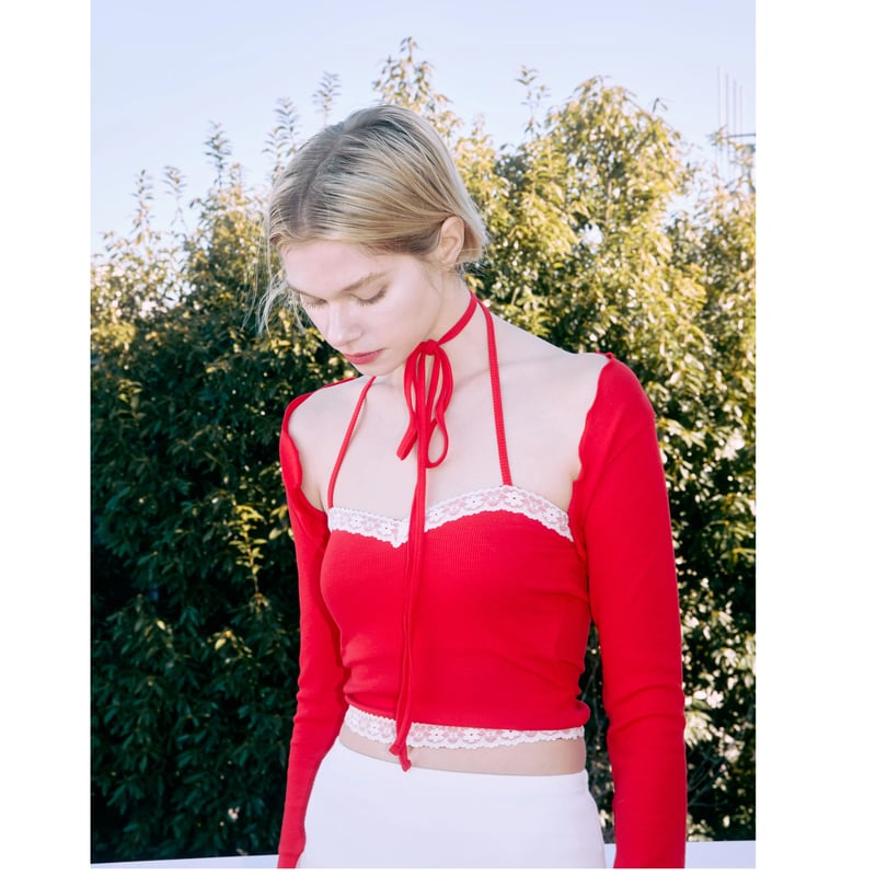 épine lace bare top & cardigan set （3color） | é