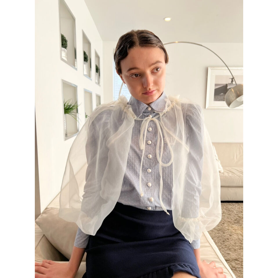 sheller シェリエ back ribbon organdy tops 黒 sheller シェリエ back