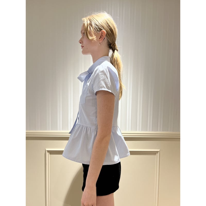 epine   é peplum blouse stripe blue