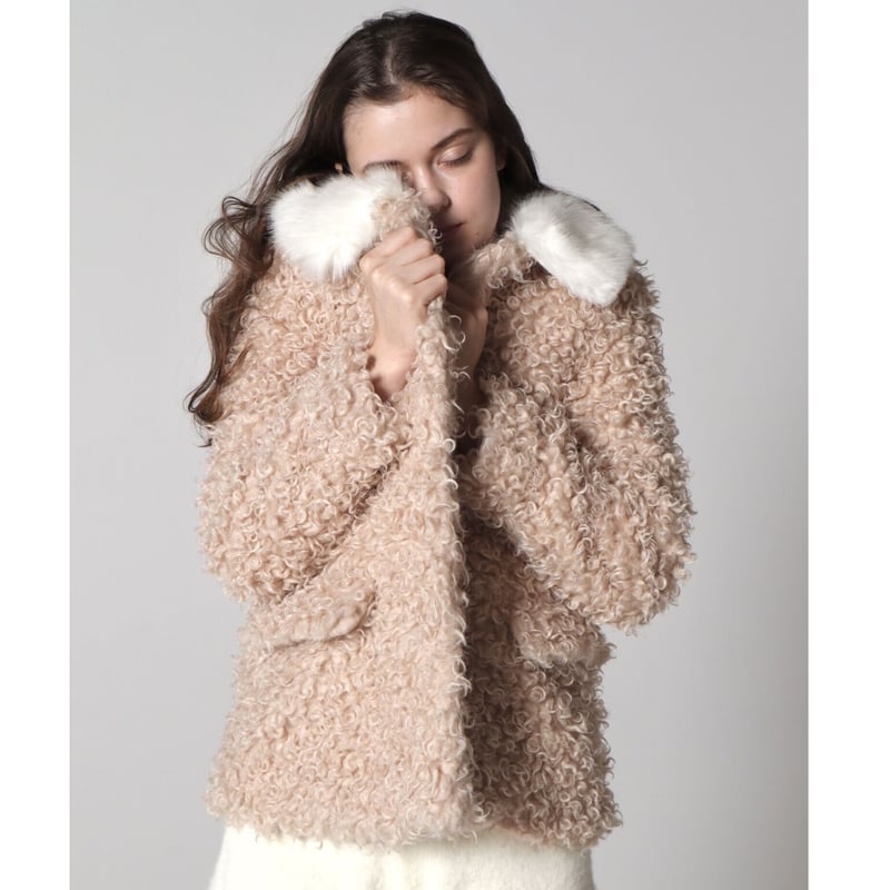 poodle fur collar coat pink | épine