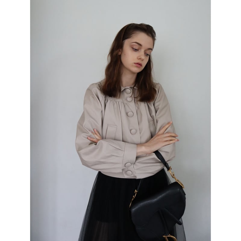 leather lady jacket grayish beige | épine