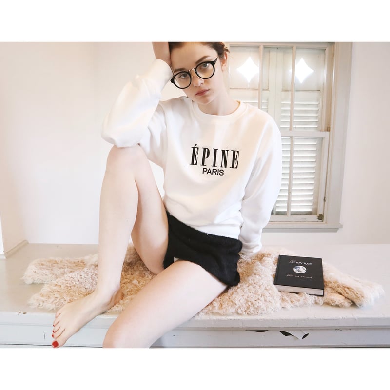 ÉPINE PARIS embroidery sweat black×white