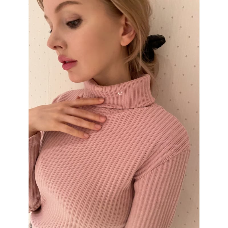 epine ❤︎ rib knit high neck pink