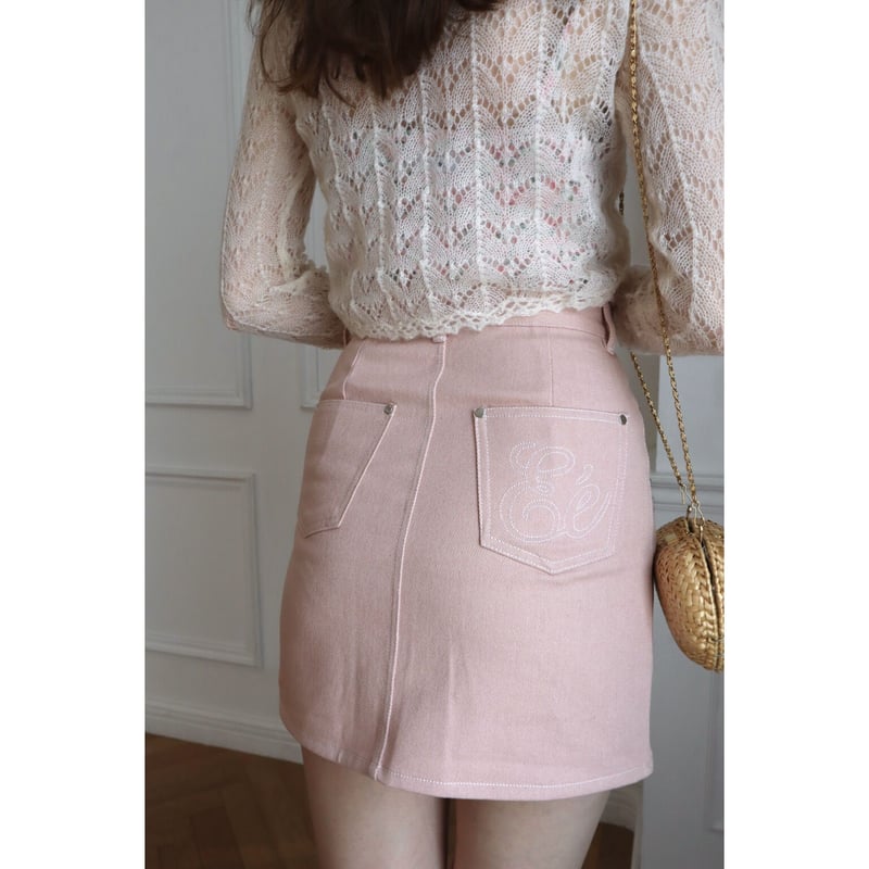 Eé denim mini skirt baby pink | épine