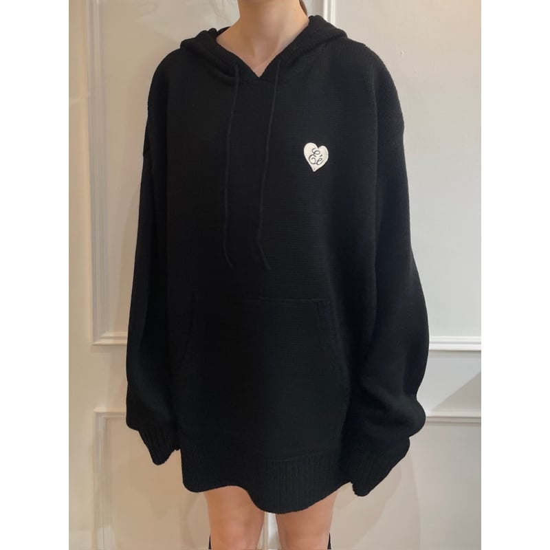 ♡ Eé knit hoodie black | épine ♡ Eé knit hoodie black | épine