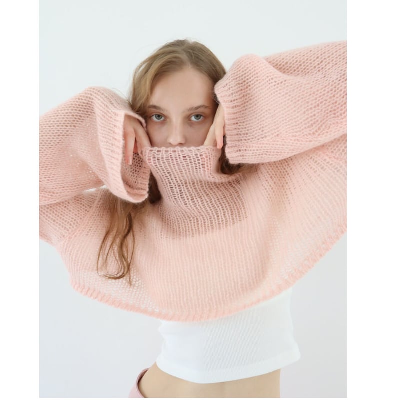 epine cropped mohair see-through knit