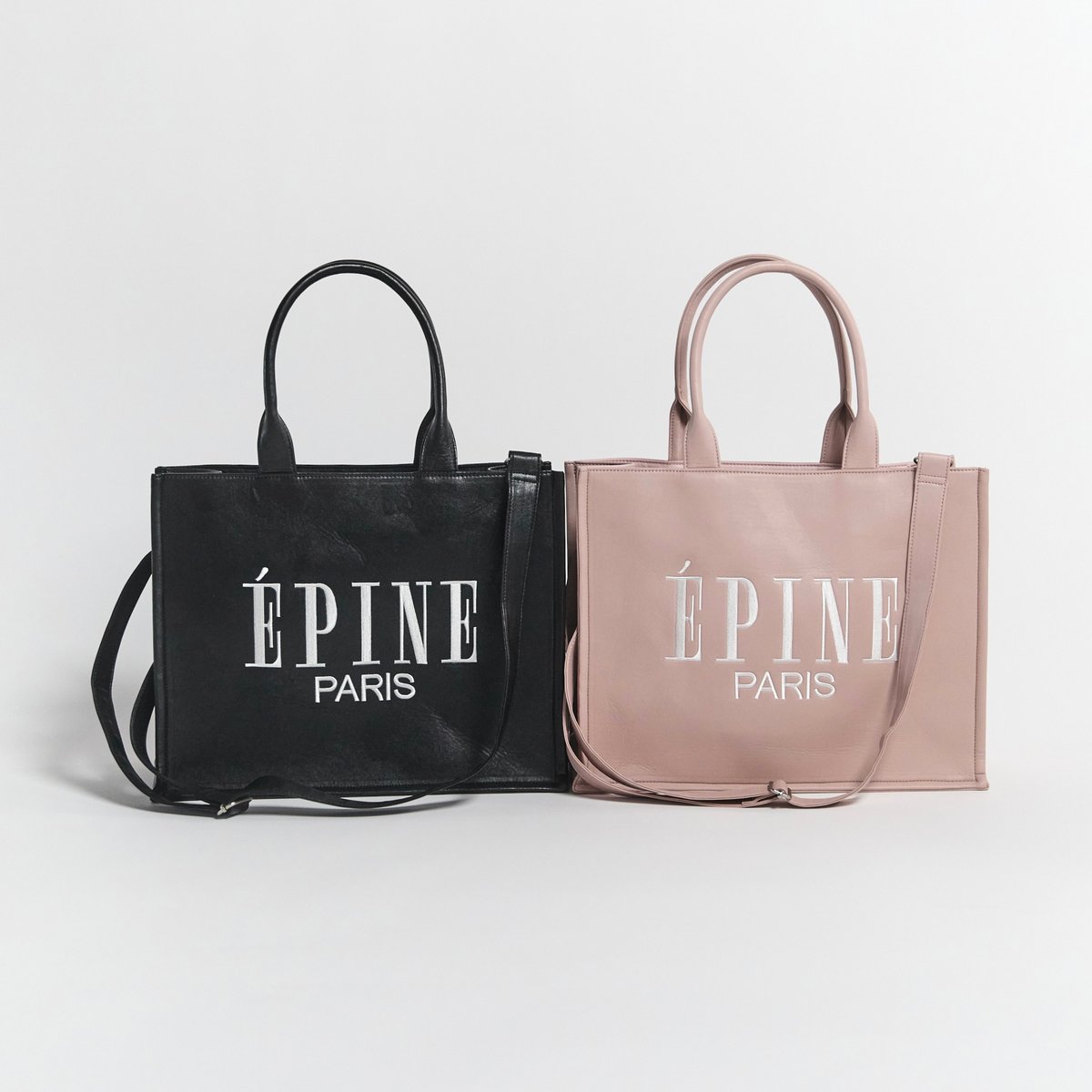 レザーブラック黒ÉPINE PARIS book tote bag large トートバッグ